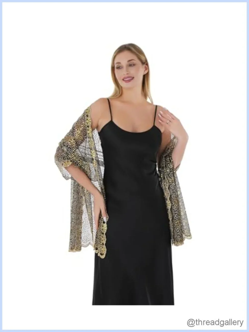 Sequin Chiffon Evening Shawl Wrap with Fringe, Formal Wedding Cover
